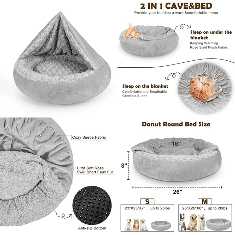 Dog Beds for Small Medium Dogs, Cozy Cuddler Luxury Puppy Pet Bed with Blanket Attached, Donut Round Calming Anti-Anxiety Dog B
Dog Beds for Small Medium Dogs, Cozy Cuddler Luxury Puppy Pet Bed with Blanket Attached, Donut Round Calming Anti-Anxiety Dog B