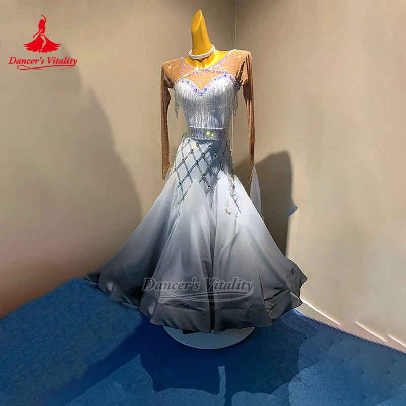 Standard Ballroom AB Stone Mesh Splicing Dresses Adult&Child Waltz Tango Perform Long Sleeves Outfit Customize Dancer's Vitality
Standard Ballroom AB Stone Mesh Splicing Dresses Adult&Child Waltz Tango Perform Long Sleeves Outfit Customize Dancer's Vitality