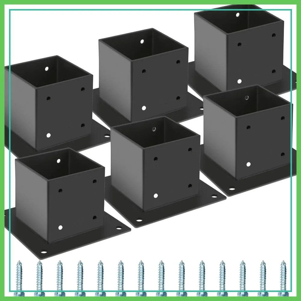 4x4 Post Base 6 Pcs, Black Steel Fence Post Anchor, Porch Railing Post Holders Pergola Brackets
4x4 Post Base 6 Pcs, Black Steel Fence Post Anchor, Porch Railing Post Holders Pergola Brackets