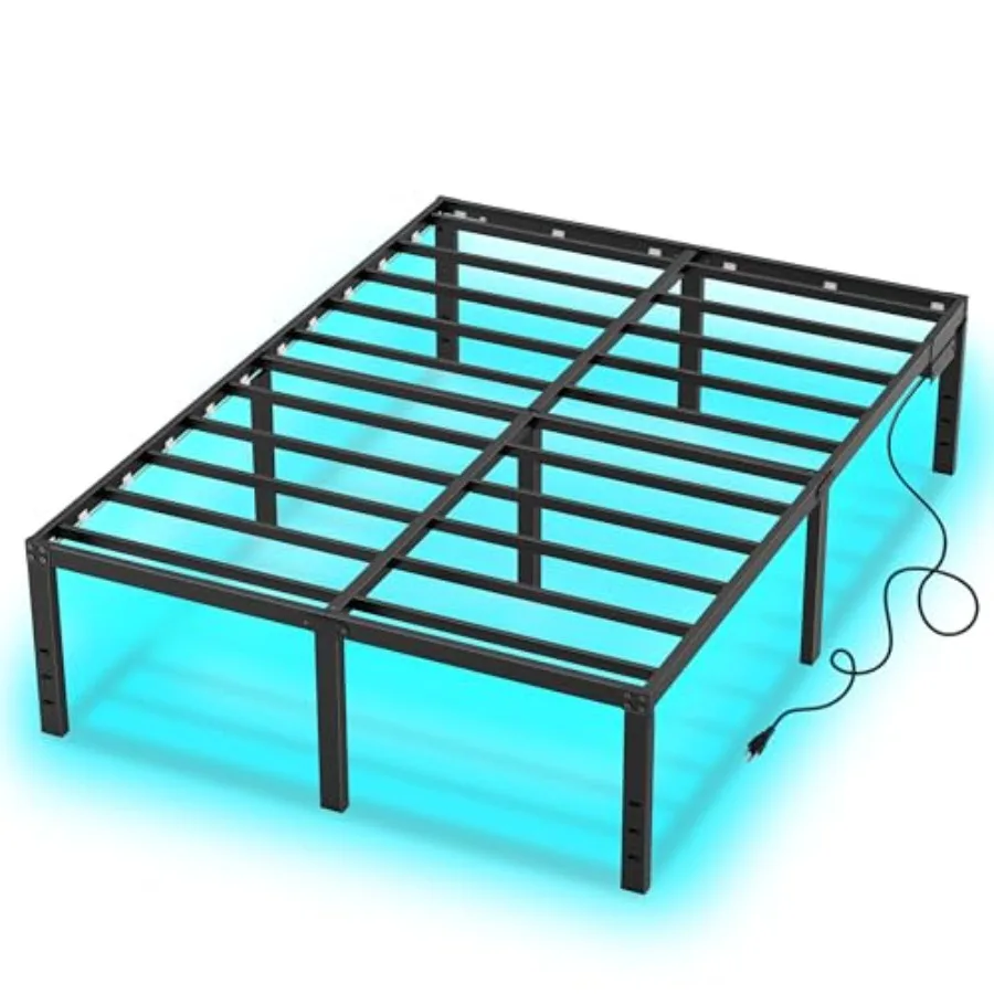 Size Bed Frame with LED Lights 14 Inch Platform Bed Frame with Charging Station Black Metal Mattress Foundation no Box Spring N
Size Bed Frame with LED Lights 14 Inch Platform Bed Frame with Charging Station Black Metal Mattress Foundation no Box Spring N