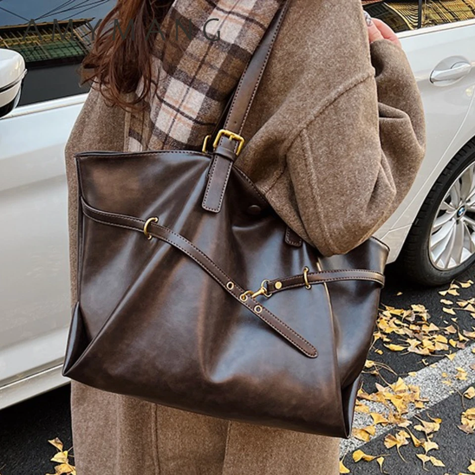Women's Vintage Large Capacity PU Leather Tote Bag Metal Buckle Strap Accents Top - Handle Shoulder Carry Bags For Winter 2025 
Women's Vintage Large Capacity PU Leather Tote Bag Metal Buckle Strap Accents Top - Handle Shoulder Carry Bags For Winter 2025