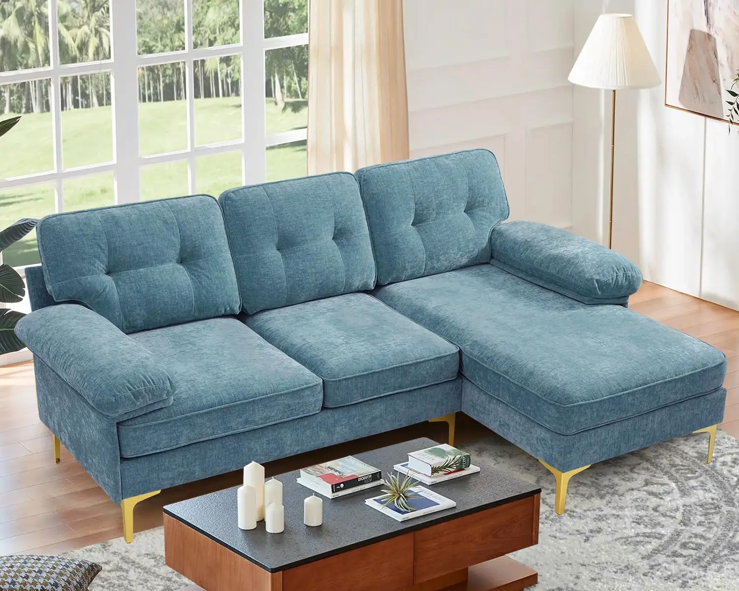 83"L Shape Convertible Sofa,Sofa Couch,3-Seat Comfy Sofa Sectional with Reversible Wide Chaise, Deep Seat with Fluffy Armrests
83"L Shape Convertible Sofa,Sofa Couch,3-Seat Comfy Sofa Sectional with Reversible Wide Chaise, Deep Seat with Fluffy Armrests