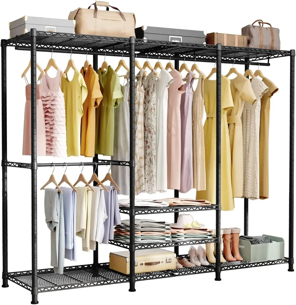 Garment Rack, 4 Tiers Freestanding Heavy-Duty Closet Organizer and Storage System, Max Load 780LBS
Garment Rack, 4 Tiers Freestanding Heavy-Duty Closet Organizer and Storage System, Max Load 780LBS
