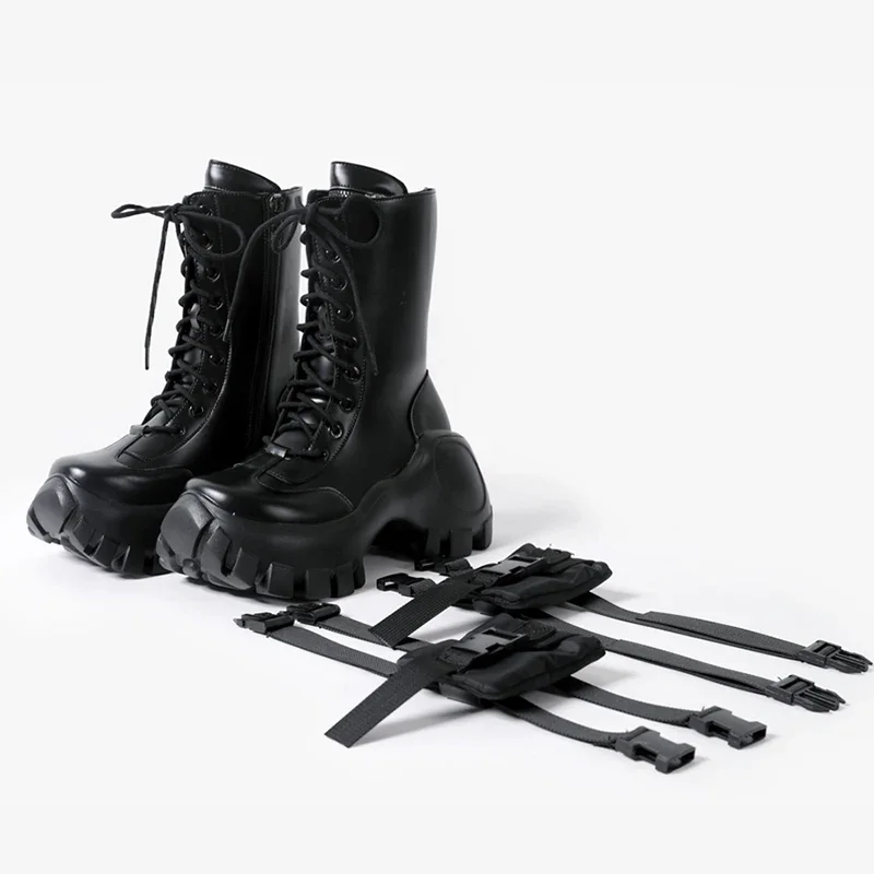 Thick-Soled Front Tie Detachable Pocket British Boots Woman Winter 2026 Black Heightened Platform Side Zipper Boots Fashion
Thick-Soled Front Tie Detachable Pocket British Boots Woman Winter 2026 Black Heightened Platform Side Zipper Boots Fashion