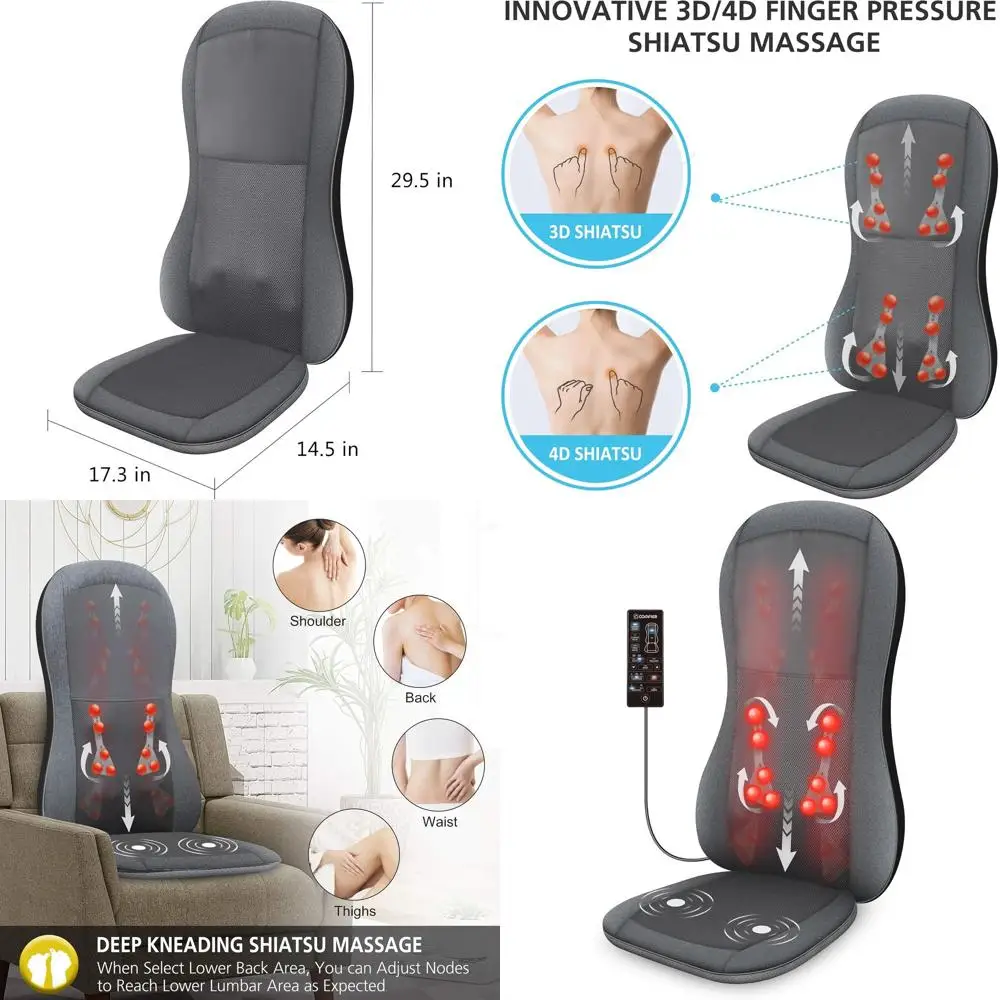 Массажная подушка с подогревом 2D/3D Шиацу с 10 массажными элементами для полного расслабления спины и поясницы
Массажная подушка с подогревом 2D/3D Шиацу с 10 массажными элементами для полного расслабления спины и поясницы