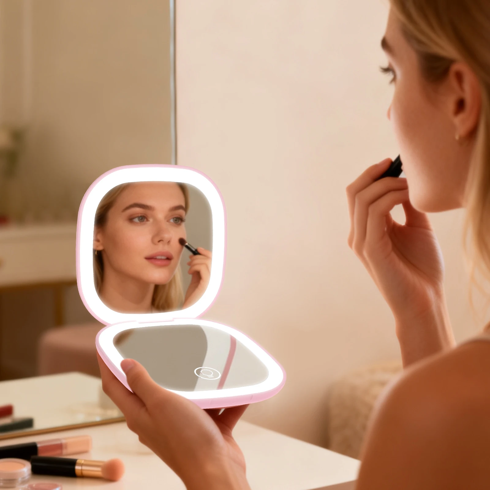 LED Compact Makeup Mirror 90 mm Dimmable 2 Side 1X/10X Magnifying Pocket Mirror with Light USB Rechargeable 3 Lighting Mode for
LED Compact Makeup Mirror 90 mm Dimmable 2 Side 1X/10X Magnifying Pocket Mirror with Light USB Rechargeable 3 Lighting Mode for