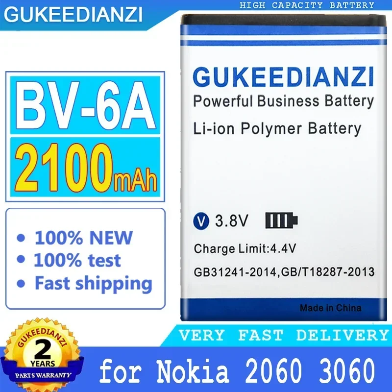 2100mAh High Capacity Mobile Phone Batteries BV-6A For Nokia Banana 2060 3060 5250 C5-03 8110 4G Portable Cell Phone Battery
2100mAh High Capacity Mobile Phone Batteries BV-6A For Nokia Banana 2060 3060 5250 C5-03 8110 4G Portable Cell Phone Battery