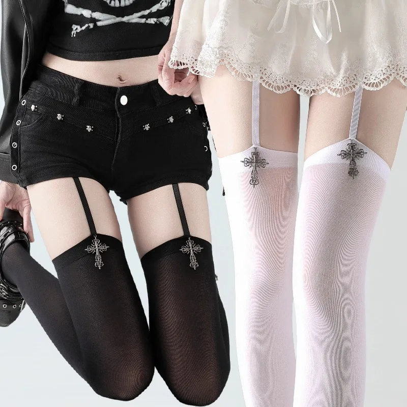 Fashion Cross Stockings Women Velvet Thigh High Socks Over Knee Black White Solid Color Y2k Gothic Suspender Hosiery Clubwear
Fashion Cross Stockings Women Velvet Thigh High Socks Over Knee Black White Solid Color Y2k Gothic Suspender Hosiery Clubwear