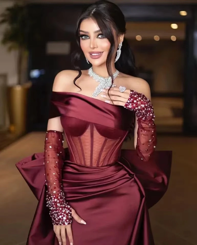 Luxury One-Shoulder Evening Dresses Beaded Gloves Mermaid Court Train Elegant Party Gown Prom Dresses 2023
Luxury One-Shoulder Evening Dresses Beaded Gloves Mermaid Court Train Elegant Party Gown Prom Dresses 2023