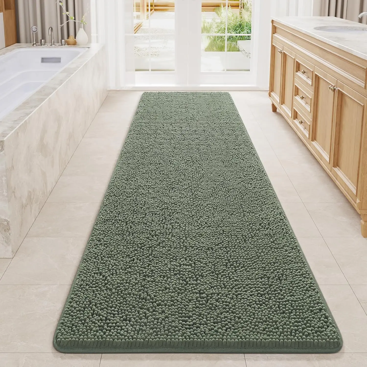 Luxury Bathroom Rug Shaggy Bath Mat 24x80 Inch, Washable Non-Slip Soft Plush Chenille Absorbent Carpet Sage Green
Luxury Bathroom Rug Shaggy Bath Mat 24x80 Inch, Washable Non-Slip Soft Plush Chenille Absorbent Carpet Sage Green