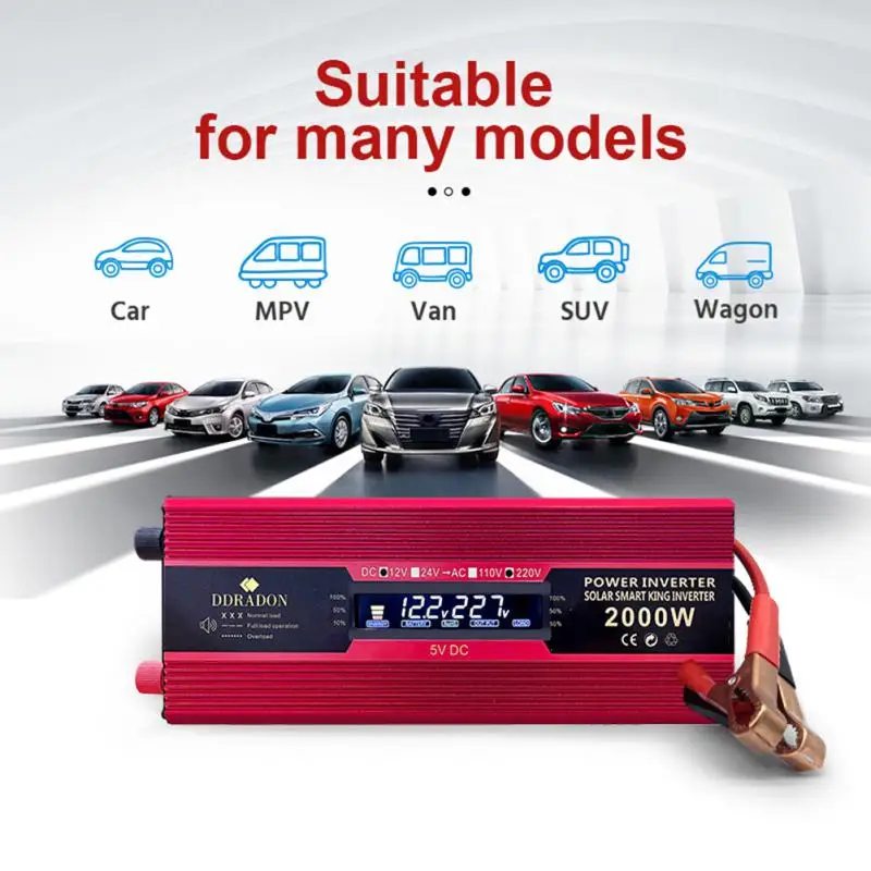 Инвертор 12 В 220 В 1500 Вт 2000 Вт 2600 Вт инвертор мощности 2 USB порта Автомобильный трансформатор конвертер ЖК-дисплей инвертор прямой поставки
Инвертор 12 В 220 В 1500 Вт 2000 Вт 2600 Вт инвертор мощности 2 USB порта Автомобильный трансформатор конвертер ЖК-дисплей инвертор прямой поставки