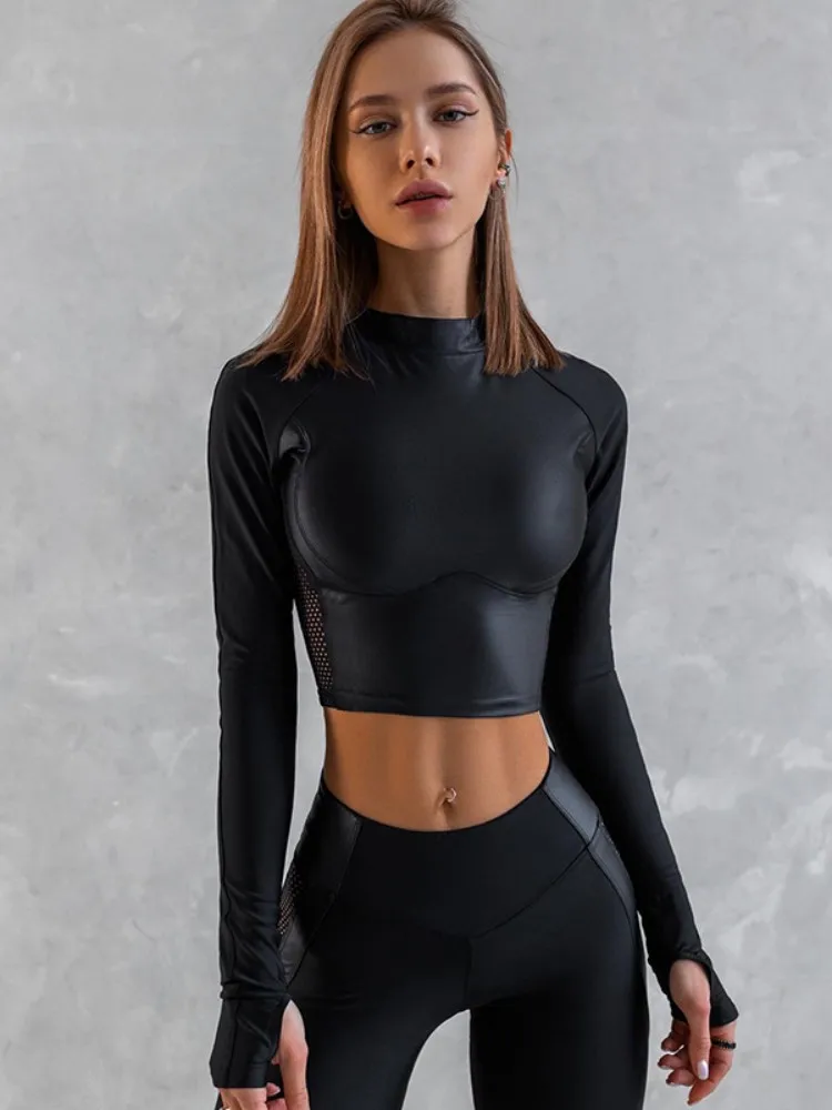Skinny Black Crop Tops PU Patchwork Feminist Shirts For Women Clothes Long Sleeves Y2k Accessories Roupas Femininas Estilosas
Skinny Black Crop Tops PU Patchwork Feminist Shirts For Women Clothes Long Sleeves Y2k Accessories Roupas Femininas Estilosas