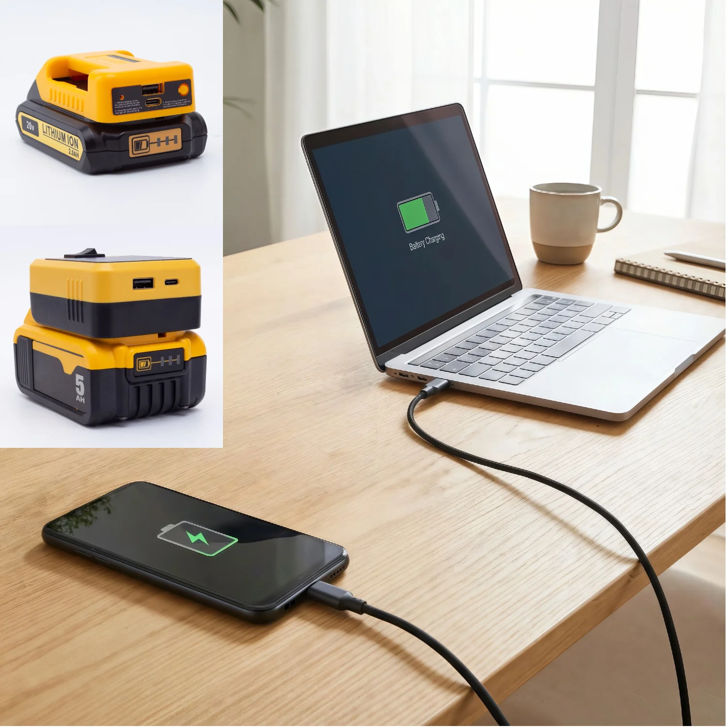Portable Mobile Power Bank for DeWalt 18V 20V Lithium Battery W/USB Type-C Output Holder Fast Charging(NO Battery)
Portable Mobile Power Bank for DeWalt 18V 20V Lithium Battery W/USB Type-C Output Holder Fast Charging(NO Battery)