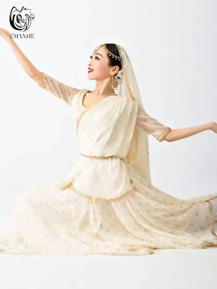 Yiman Indian Dance Costume, Anna Katak Dance Costume, Beige Large Swing Double-layer Indian Pakistani Style Ethnic Women's
Yiman Indian Dance Costume, Anna Katak Dance Costume, Beige Large Swing Double-layer Indian Pakistani Style Ethnic Women's