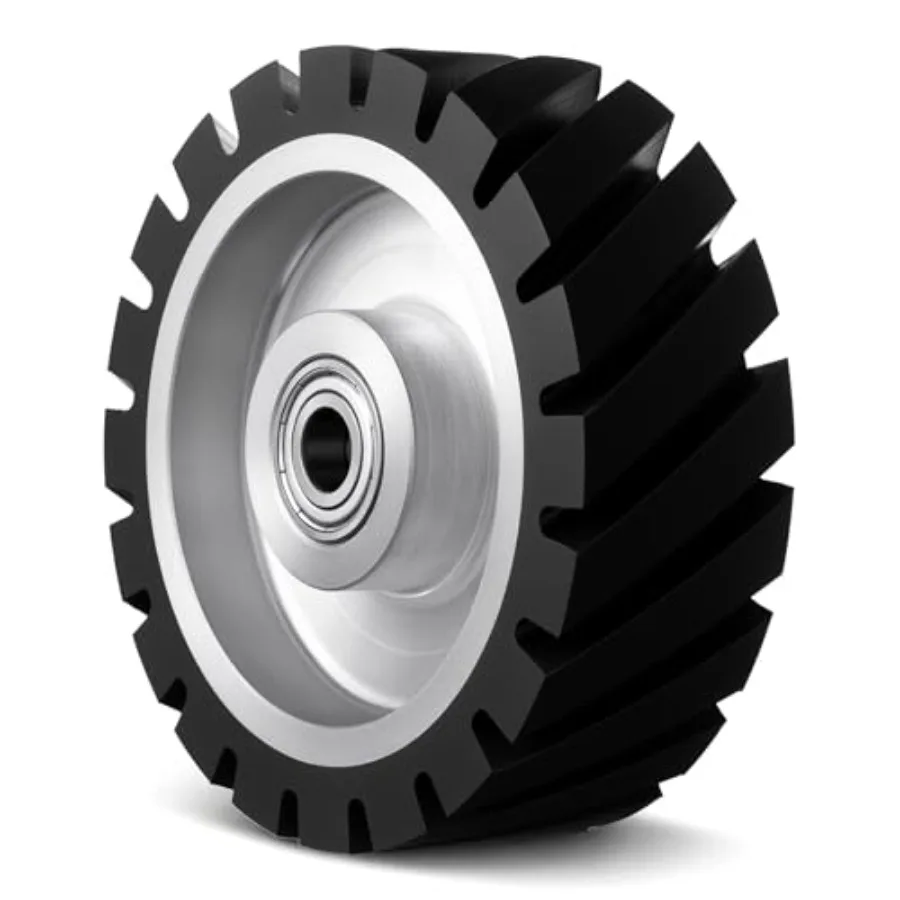 6x2 Inch Belt Grinder Rubber Wheel Serrated Contact Wheel 65a Rubber Hardness with 6202 Bearing for Belt Machine Polishing Mach
6x2 Inch Belt Grinder Rubber Wheel Serrated Contact Wheel 65a Rubber Hardness with 6202 Bearing for Belt Machine Polishing Mach