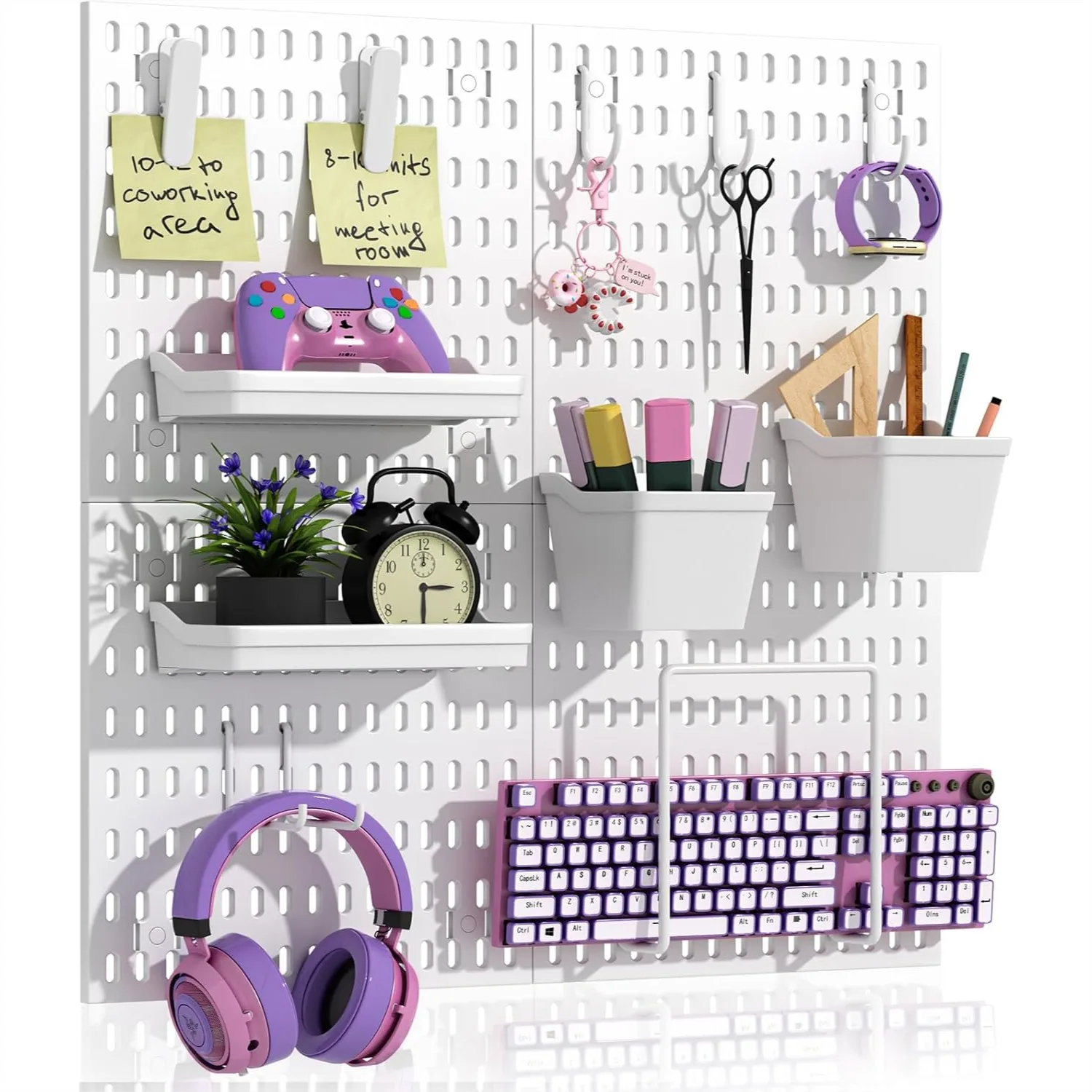 Peg Board Wall Organizer 4-Pack – 12x12 White Panels with 13 Accessories for Garage, Office, Craft Room Storage
Peg Board Wall Organizer 4-Pack – 12x12 White Panels with 13 Accessories for Garage, Office, Craft Room Storage
