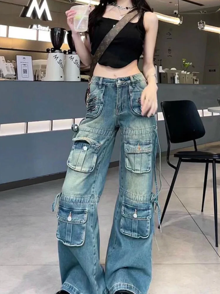Женские уличные брюки BF Style Y2k в стиле Харадзюку, мешковатые синие джинсовые брюки-карго с несколькими карманами, широкие джинсы с низкой талией, эстетика 2000-х годов
Женские уличные брюки BF Style Y2k в стиле Харадзюку, мешковатые синие джинсовые брюки-карго с несколькими карманами, широкие джинсы с низкой талией, эстетика 2000-х годов