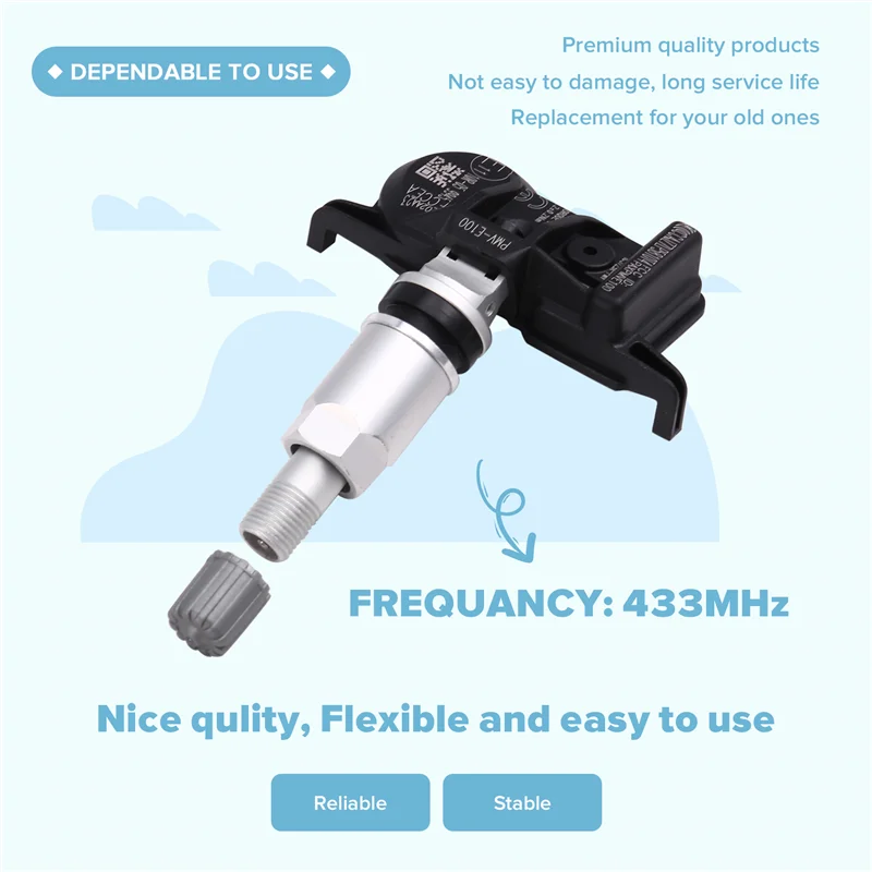 PMV-E100 42607-53040 Tire Pressure Sensor Monitoring Sensor 433Mhz For Toyota AVALON CAMRY 4RUNNER COROLLA
PMV-E100 42607-53040 Tire Pressure Sensor Monitoring Sensor 433Mhz For Toyota AVALON CAMRY 4RUNNER COROLLA
