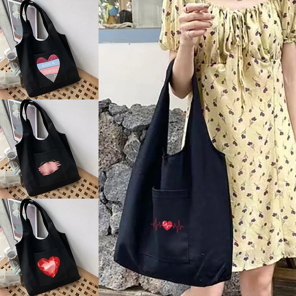 Women's Shopping Bags Casual Canvas Commuter Vest Bag Vacation Cotton Cloth Fabric Grocery Handbags Tote Book School Bag
Women's Shopping Bags Casual Canvas Commuter Vest Bag Vacation Cotton Cloth Fabric Grocery Handbags Tote Book School Bag