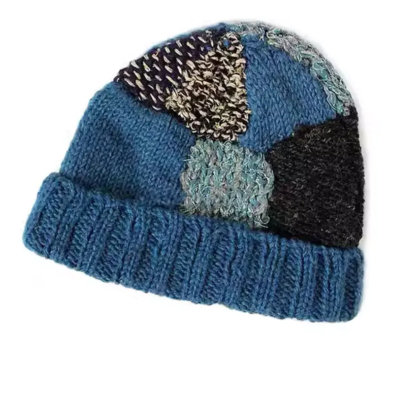 

Kapital 21aw Japanese casual hand knitted wool blend retro patchwork warm beanie