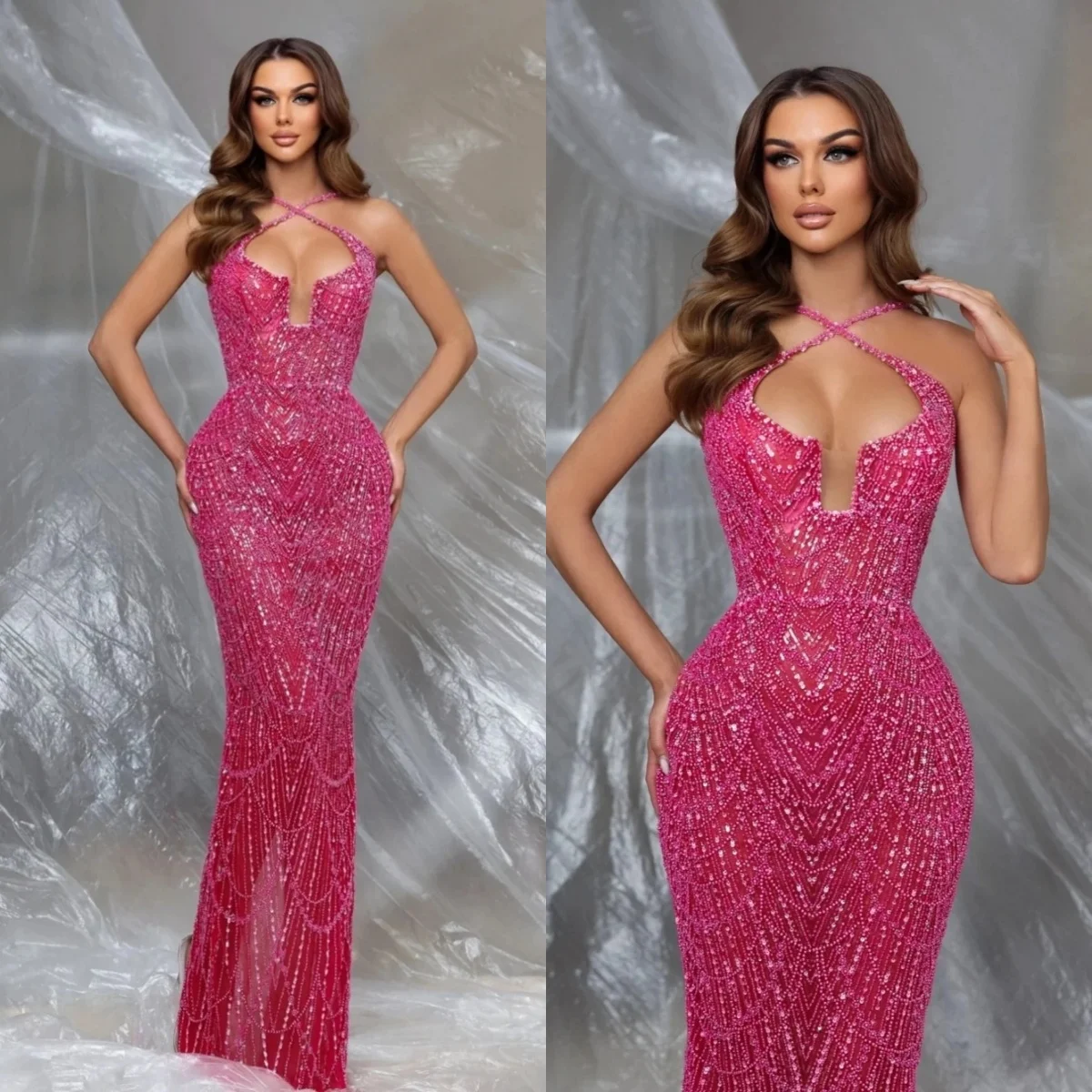 Fashion Evening Dresses Halter Sequins Beading Prom Dress Sleeveless Illusion Mermaid Party Gowns Vestidos De Noche
Fashion Evening Dresses Halter Sequins Beading Prom Dress Sleeveless Illusion Mermaid Party Gowns Vestidos De Noche