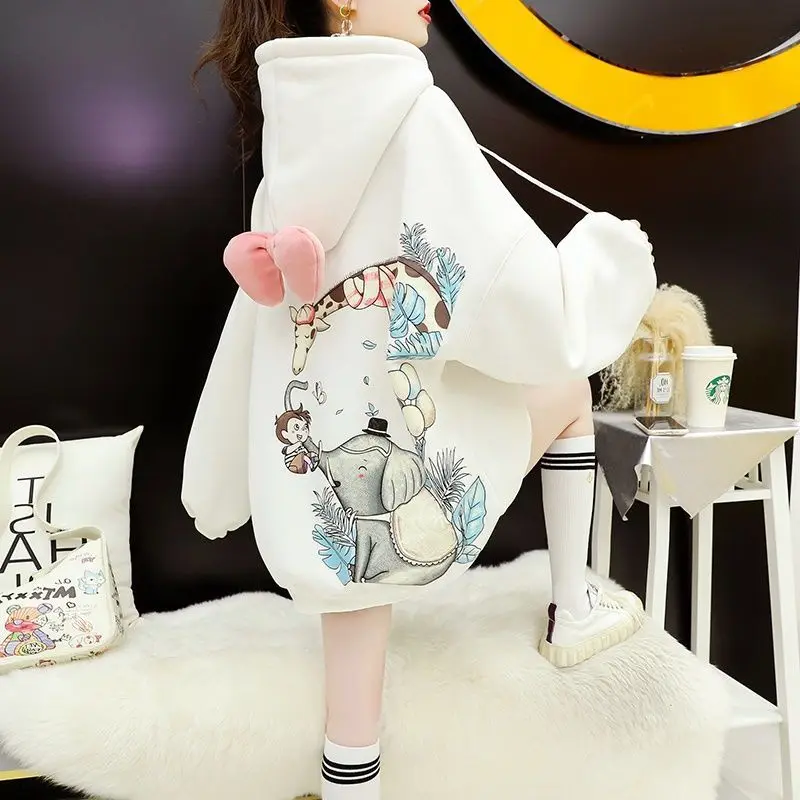 Autumn and winter medium-length sweatshirt women 2023 casual hood loose cartoon print age reducing design sense hoodies coat
Autumn and winter medium-length sweatshirt women 2023 casual hood loose cartoon print age reducing design sense hoodies coat