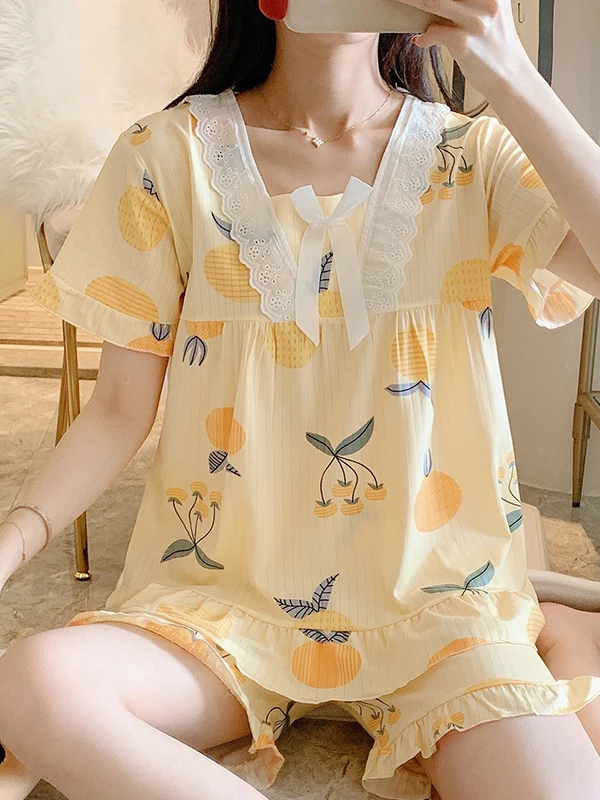 Summer Ice Silk Milk Silk Short Sleeve Shorts Home Clothes Women's Style Sweet Princess Student Outdoor Wearable Sleepwear
Summer Ice Silk Milk Silk Short Sleeve Shorts Home Clothes Women's Style Sweet Princess Student Outdoor Wearable Sleepwear