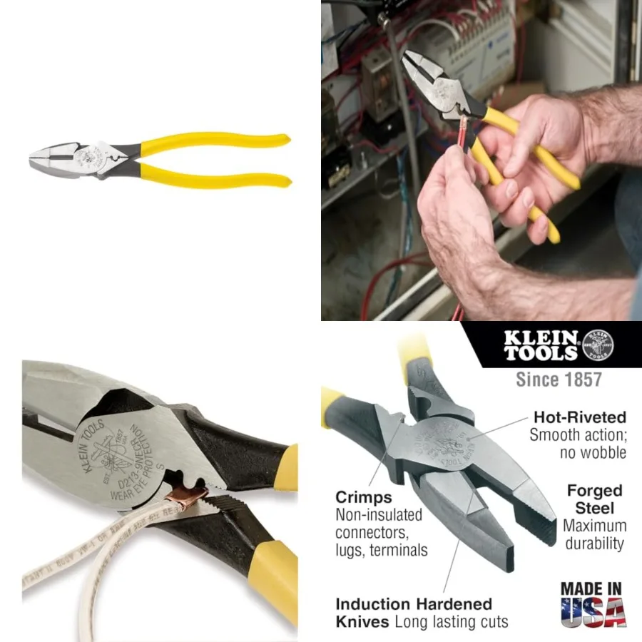 Lineman's Crimping Pliers, Made in USA, Streamlined High-Leverage Design Made of Induction Hardened Steel, 9-Inch
Lineman's Crimping Pliers, Made in USA, Streamlined High-Leverage Design Made of Induction Hardened Steel, 9-Inch