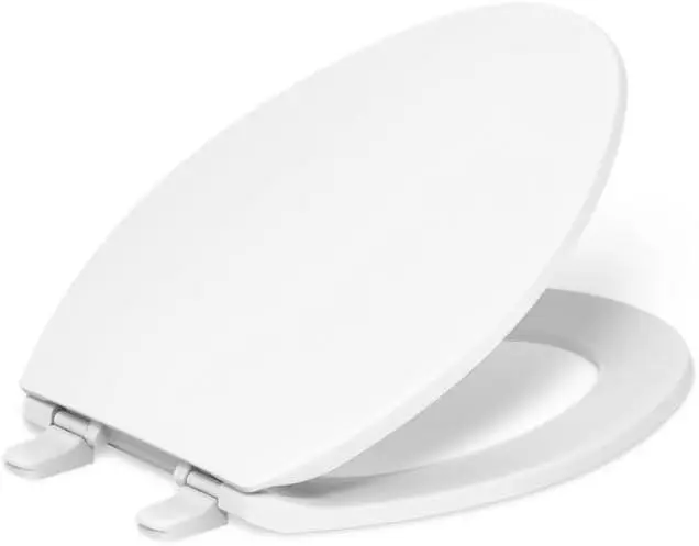 Elongated White Toilet Seat with Quick-Release Hinges and Easy-Clean Hardware, White
Elongated White Toilet Seat with Quick-Release Hinges and Easy-Clean Hardware, White