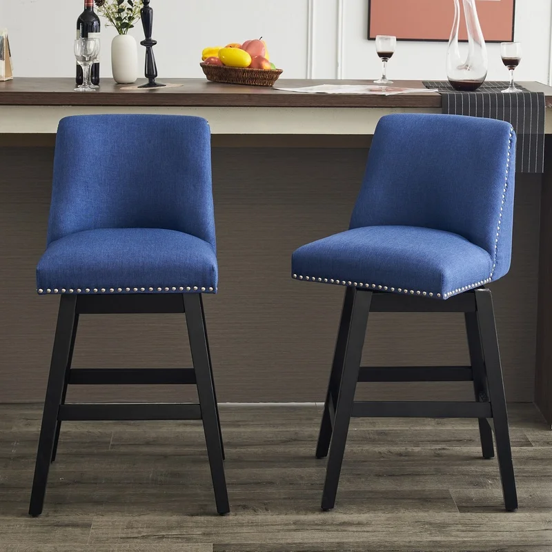 Dark Blue Upholstered Bar Stools Set of 2, Counter Height, Ergonomic Design, Wood Frame, Adjustable Footrest, Modern Kitchen Island Chairs
Dark Blue Upholstered Bar Stools Set of 2, Counter Height, Ergonomic Design, Wood Frame, Adjustable Footrest, Modern Kitchen Island Chairs