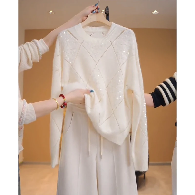Large Size Women's Knitted irt Sparkling Diamond id Hollow out Design Belly Covering Loose Fit round Ne Long Sve Top
Large Size Women's Knitted irt Sparkling Diamond id Hollow out Design Belly Covering Loose Fit round Ne Long Sve Top