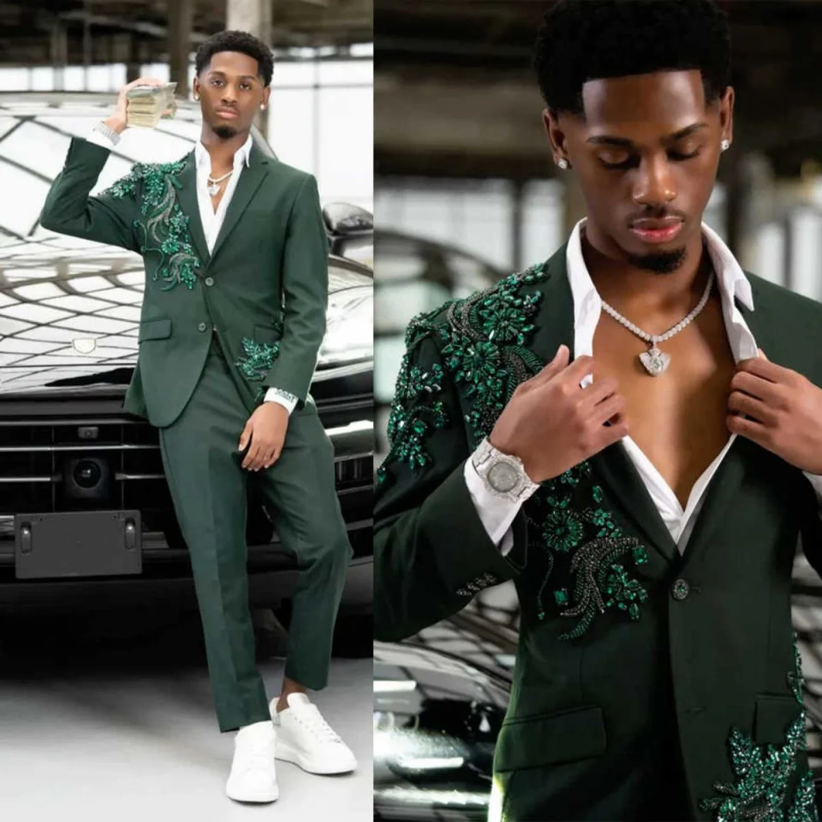 Glitter Men Suits 2 Pieces Slim Fit Jacket Pant Applique Beaded Diamond Tuxedo Wedding Party Costume Homme Customized
Glitter Men Suits 2 Pieces Slim Fit Jacket Pant Applique Beaded Diamond Tuxedo Wedding Party Costume Homme Customized