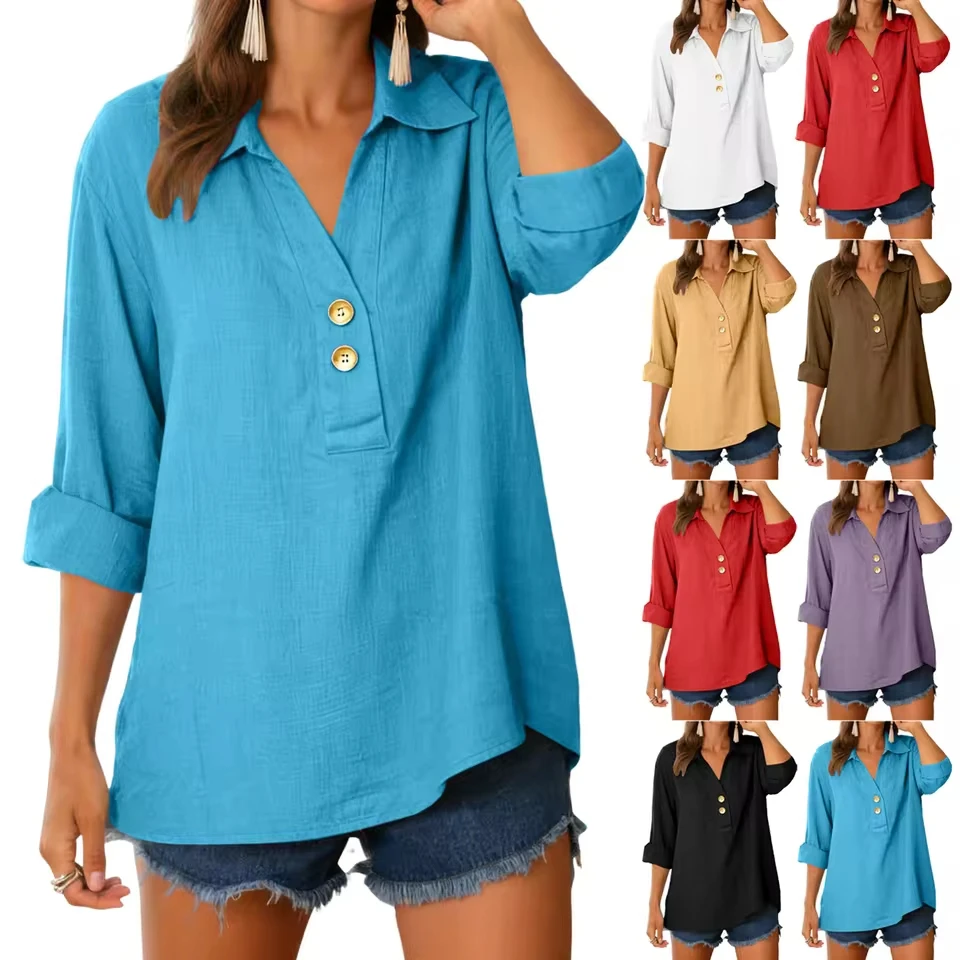 Women Spring Summer Loose Solid Color V Neck 3/4 Sleeve Shirt Top Business Casual Tops Plus Size New Korean Fashion Blouses
Women Spring Summer Loose Solid Color V Neck 3/4 Sleeve Shirt Top Business Casual Tops Plus Size New Korean Fashion Blouses