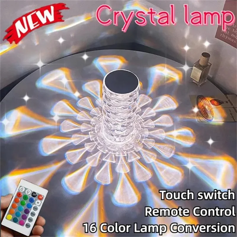 LED Crystal Table Lamp Waterdrop Projector 3/16 Colors Touch Adjustable Romantic Diamond Atmosphere Light USB Touch Night Light
LED Crystal Table Lamp Waterdrop Projector 3/16 Colors Touch Adjustable Romantic Diamond Atmosphere Light USB Touch Night Light