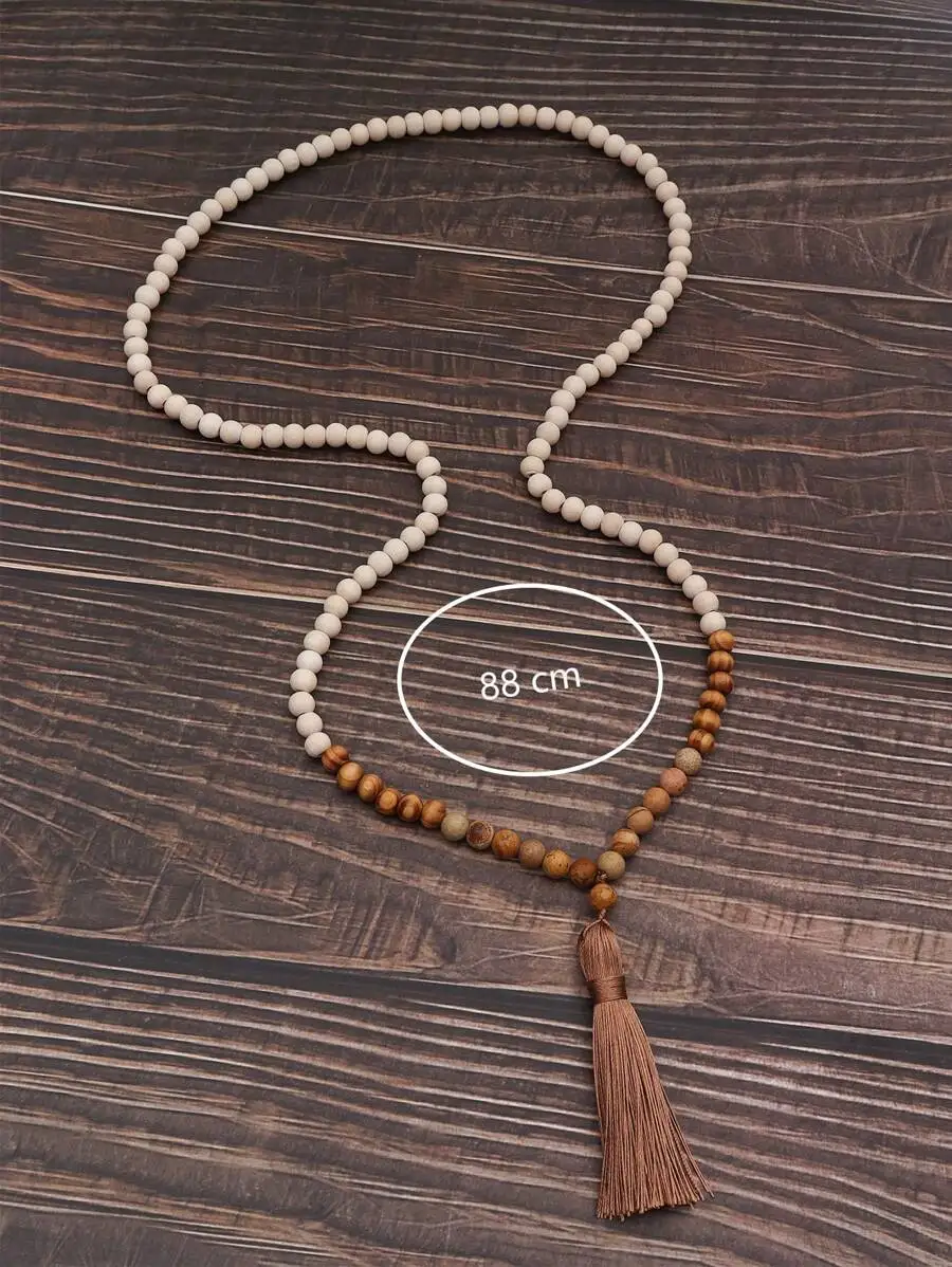 Wooden Beaded Tassel Necklace 88cm Bohemian Style
Wooden Beaded Tassel Necklace 88cm Bohemian Style