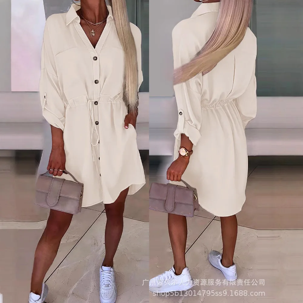 Mid Length Dress Women Shirt Dresses Y2k Streetwear Vestidos Turn Down Collar Full Sleeve Splice Elegant High Waist Causal 2025 
Mid Length Dress Women Shirt Dresses Y2k Streetwear Vestidos Turn Down Collar Full Sleeve Splice Elegant High Waist Causal 2025
