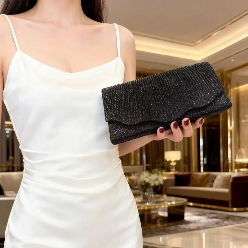 Sparkly Black Pleated Clutch Purse, Shimmering Glitter Evening Handbag for Prom, Banquet and Special Occasions
Sparkly Black Pleated Clutch Purse, Shimmering Glitter Evening Handbag for Prom, Banquet and Special Occasions