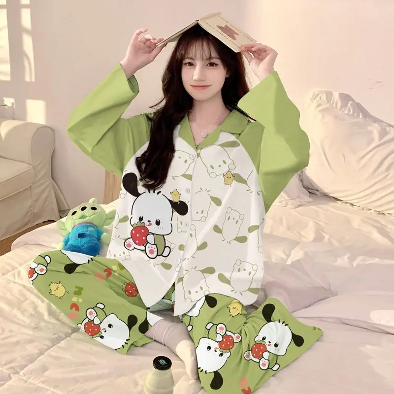Hello Kitty Cute Pajama Set Lady Pyjama Spring Nightwear Long Sleeve Pant Sleepwear Cartoon Pijama Student Home Wears New
Hello Kitty Cute Pajama Set Lady Pyjama Spring Nightwear Long Sleeve Pant Sleepwear Cartoon Pijama Student Home Wears New