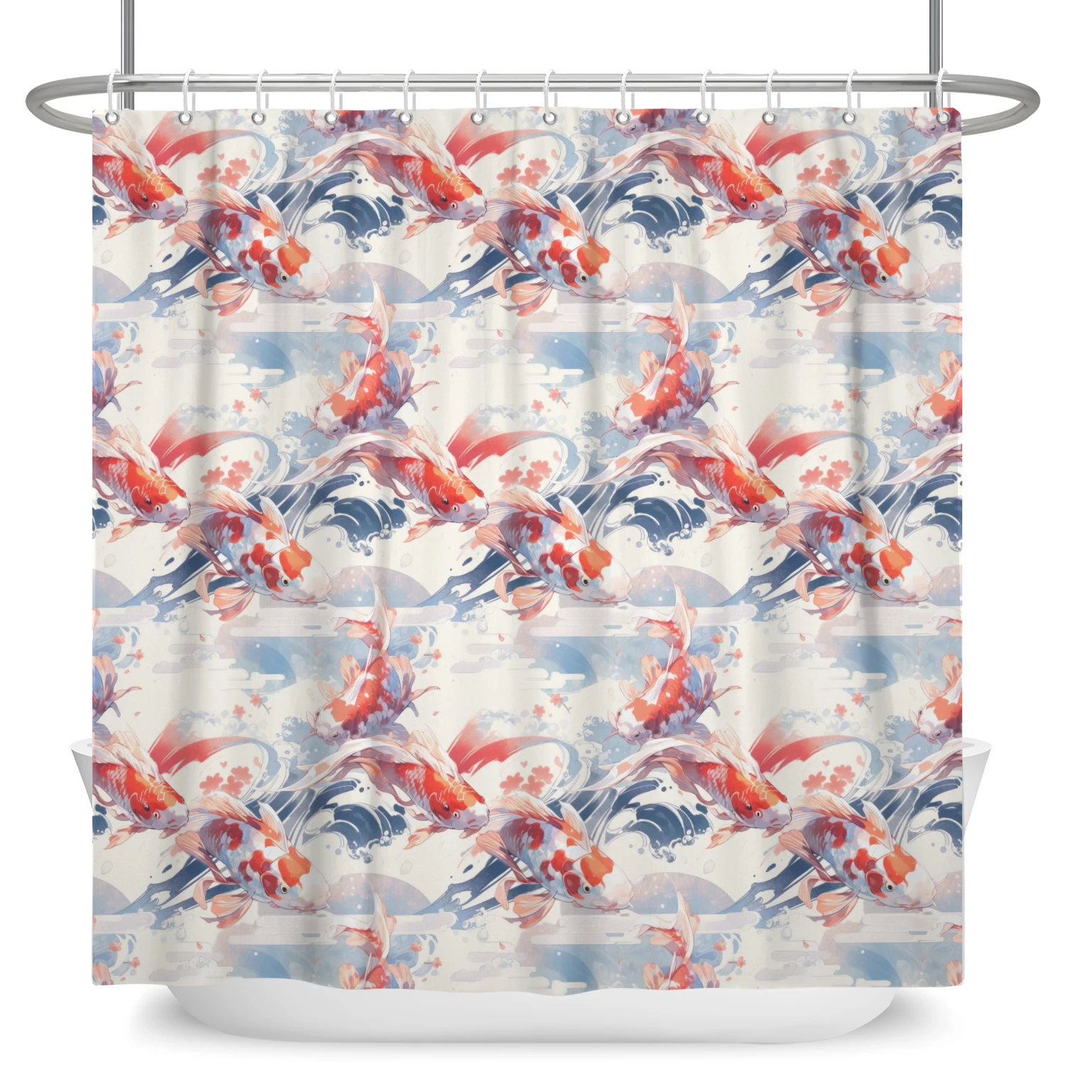 Koi Fish Shower Curtain Chinese Fortune and Power Tranquility Image Red Koi Carps Polyester Waterproof Fabric Bathroom Decor
Koi Fish Shower Curtain Chinese Fortune and Power Tranquility Image Red Koi Carps Polyester Waterproof Fabric Bathroom Decor