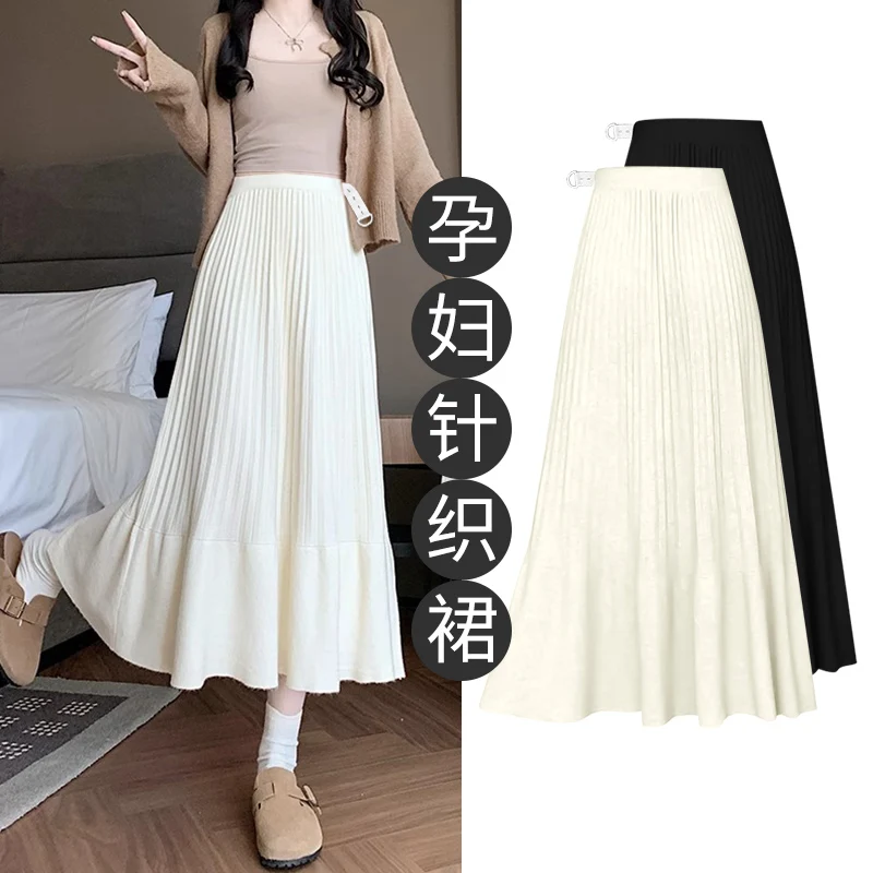 Maternity Wear Autumn/Winter Knitted Wool Blend Pleated Skirt Casual Slim Relaxed Fit A-Line Skirt Clothes For Pregnant Women 
Maternity Wear Autumn/Winter Knitted Wool Blend Pleated Skirt Casual Slim Relaxed Fit A-Line Skirt Clothes For Pregnant Women