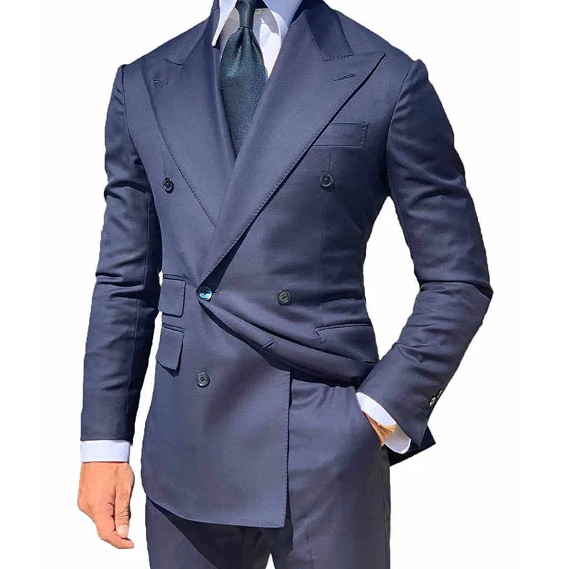 Navy Blue Wedding Tuxedos with Double Breasted 2 Piece Slim fit Formal Men Suits Custom Business Man Fashion Clothes 2024
Navy Blue Wedding Tuxedos with Double Breasted 2 Piece Slim fit Formal Men Suits Custom Business Man Fashion Clothes 2024