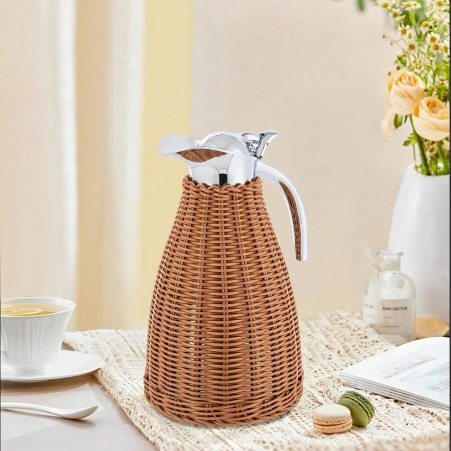 Rattan Thermal Jug 1.5L, Double Walled Vacuum ulated Stainless Steel Coffee Jug, 24 Hours Hot Cold Retention, Portable With Erg
Rattan Thermal Jug 1.5L, Double Walled Vacuum ulated Stainless Steel Coffee Jug, 24 Hours Hot Cold Retention, Portable With Erg