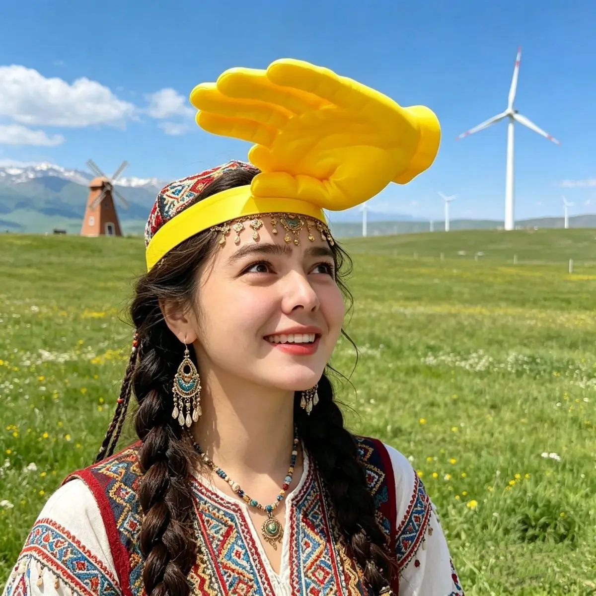 Creative Palm Sunscreen Hat 3D Printing Funny Outdoor Sunscreen Hat Yellow Funny Headpiece
Creative Palm Sunscreen Hat 3D Printing Funny Outdoor Sunscreen Hat Yellow Funny Headpiece
