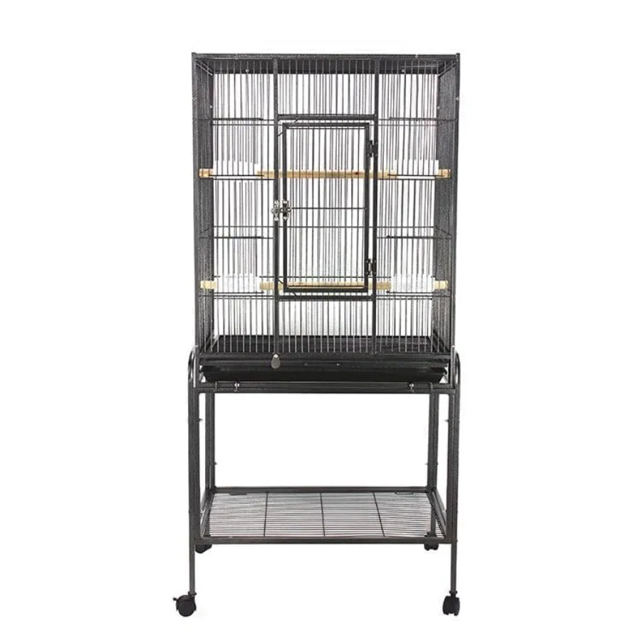 53-Inch Large Bird Flight Cage for Parakeets Cockatiels Conures Finches: Wrought Iron Black Metal Cage with Rolling Stand Slide
53-Inch Large Bird Flight Cage for Parakeets Cockatiels Conures Finches: Wrought Iron Black Metal Cage with Rolling Stand Slide
