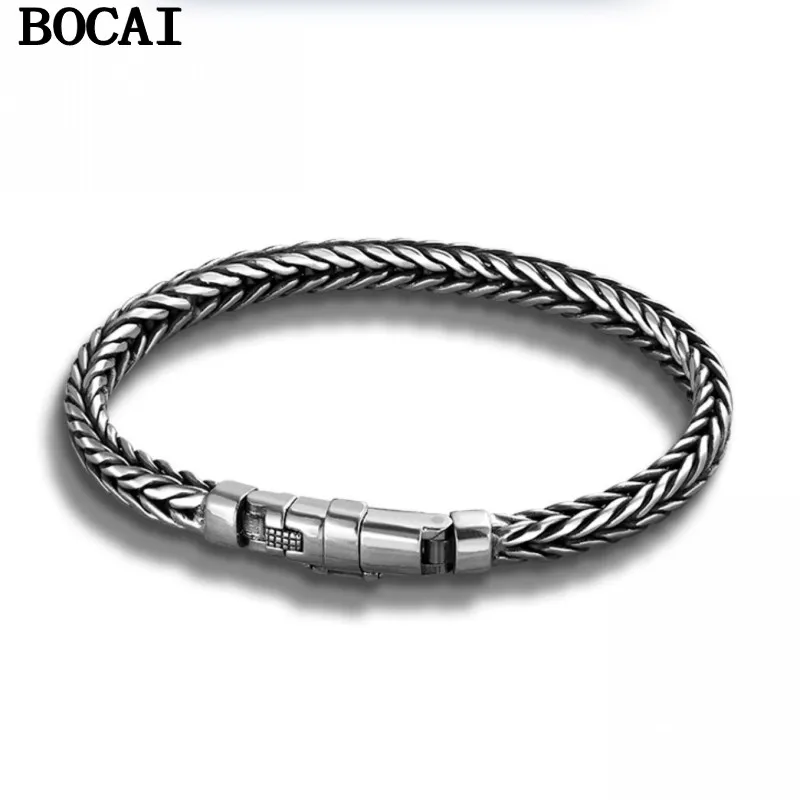 BOCAI S925 Серебряный простой браслет в стиле ретро с рисунком мира, плетеный браслет с лисьим хвостом
BOCAI S925 Серебряный простой браслет в стиле ретро с рисунком мира, плетеный браслет с лисьим хвостом