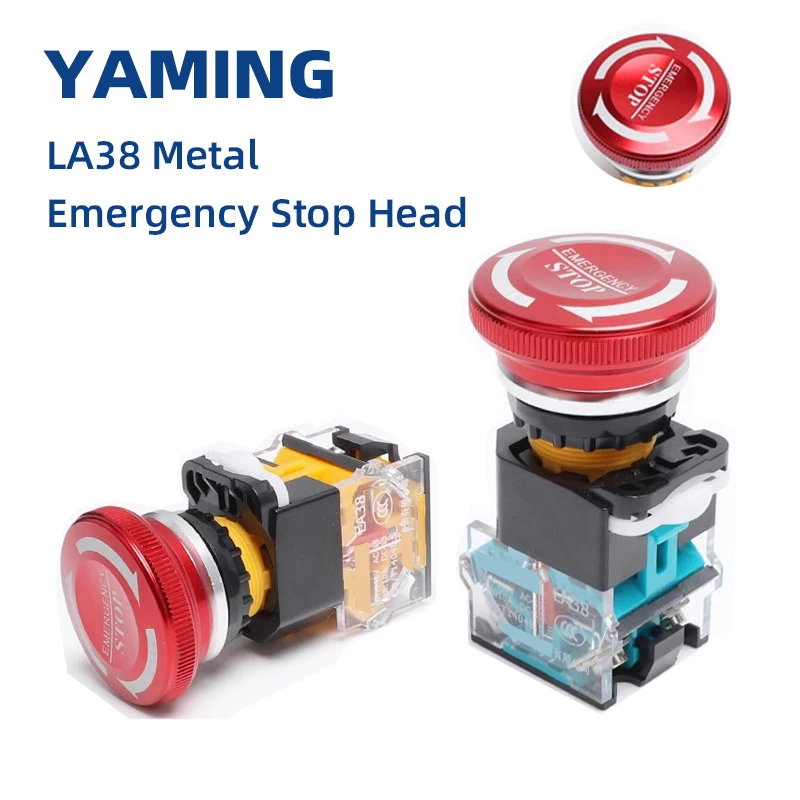 LA38 Metal Emergency Stop Push Button Switch 22mm Power Control 1NO1NC Brass/Silver Contact Easy Installation
LA38 Metal Emergency Stop Push Button Switch 22mm Power Control 1NO1NC Brass/Silver Contact Easy Installation