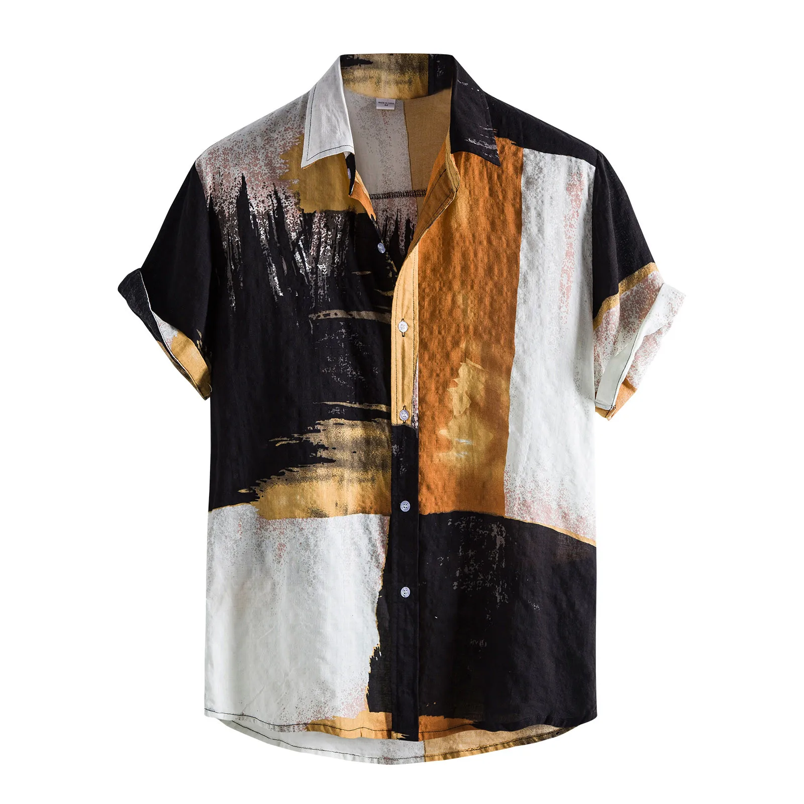 Mens Cotton Shirts Patchwork Color Short Sleeve Turn Down Collar Shirt Summer Vintage Loose Breathable Beach Style Casual Shirt
Mens Cotton Shirts Patchwork Color Short Sleeve Turn Down Collar Shirt Summer Vintage Loose Breathable Beach Style Casual Shirt