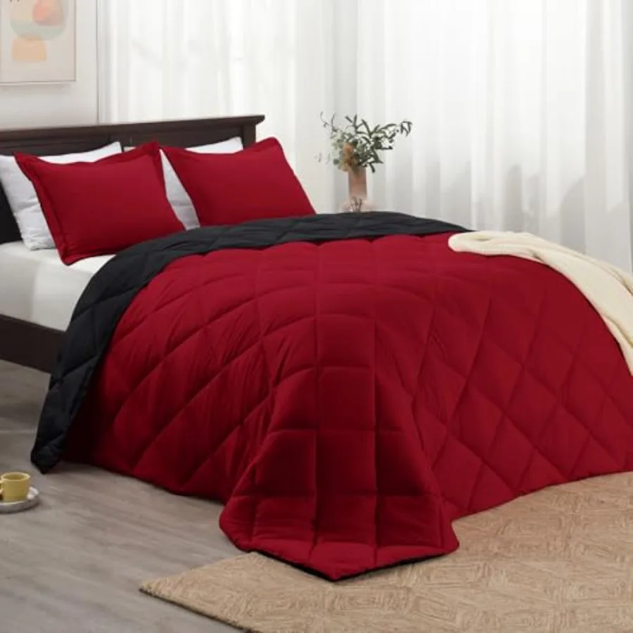 Comforter Set, Red and Black Comforter Set Size, Reversible Bed Comforter Bed Set for All Seasons, 1 Comforter 88"x92" and 2 Pi
Comforter Set, Red and Black Comforter Set Size, Reversible Bed Comforter Bed Set for All Seasons, 1 Comforter 88"x92" and 2 Pi