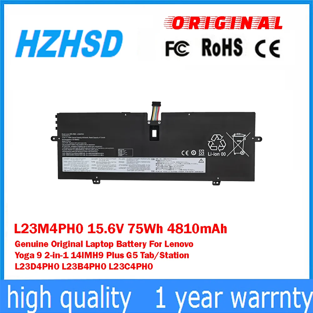 L23M4PH0 15.6V 75Wh 4810mAh Genuine Original Laptop Battery For Lenovo Yoga9 2-in-1 14IMH9 Plus G5 Tab/Station L23D4PH0 L23B4PH0
L23M4PH0 15.6V 75Wh 4810mAh Genuine Original Laptop Battery For Lenovo Yoga9 2-in-1 14IMH9 Plus G5 Tab/Station L23D4PH0 L23B4PH0