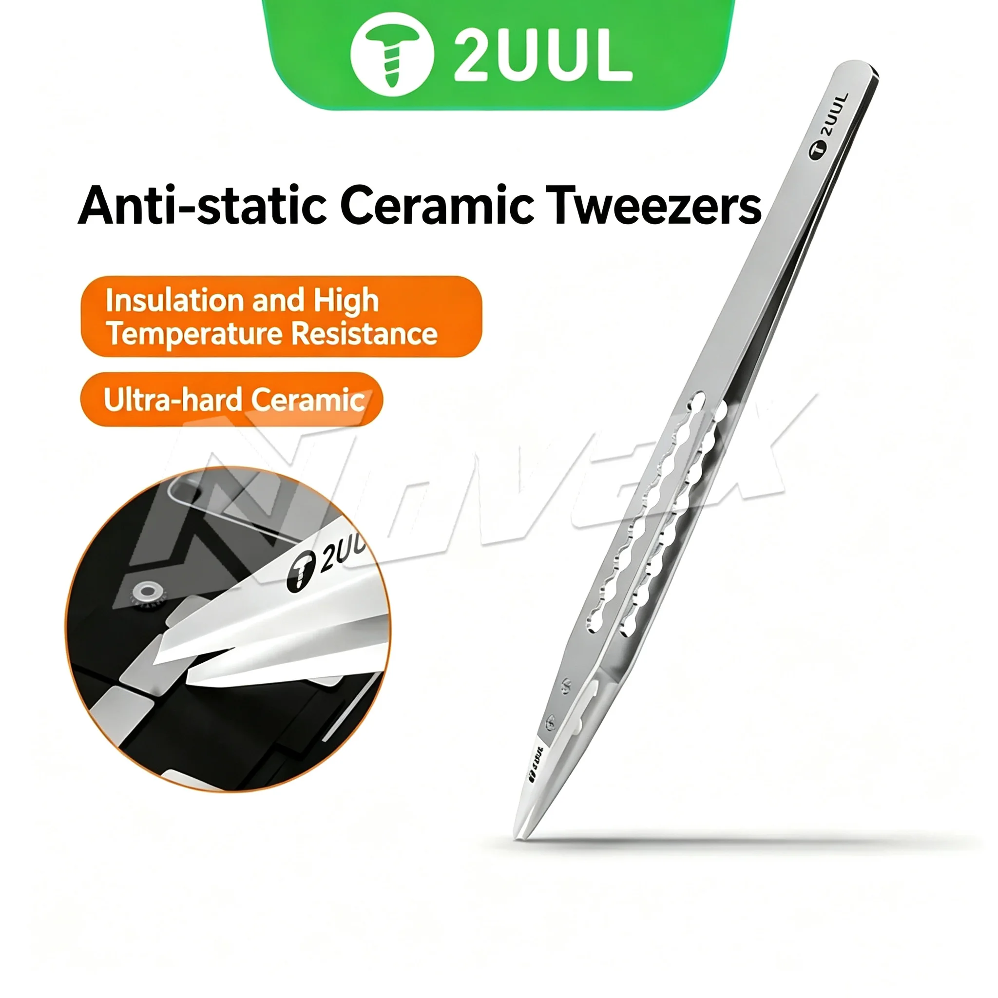 2UUL TW31 ultra hard insulated ceramic tweezers, anti-static and high-temperature resistant mobile phone chip screw repair tool
2UUL TW31 ultra hard insulated ceramic tweezers, anti-static and high-temperature resistant mobile phone chip screw repair tool